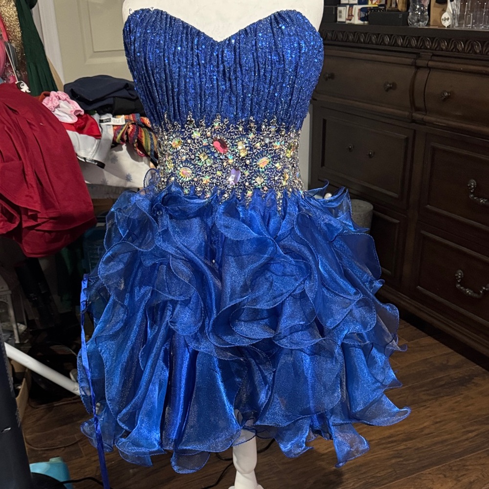 Stunning Blue Embellished Formal Dress